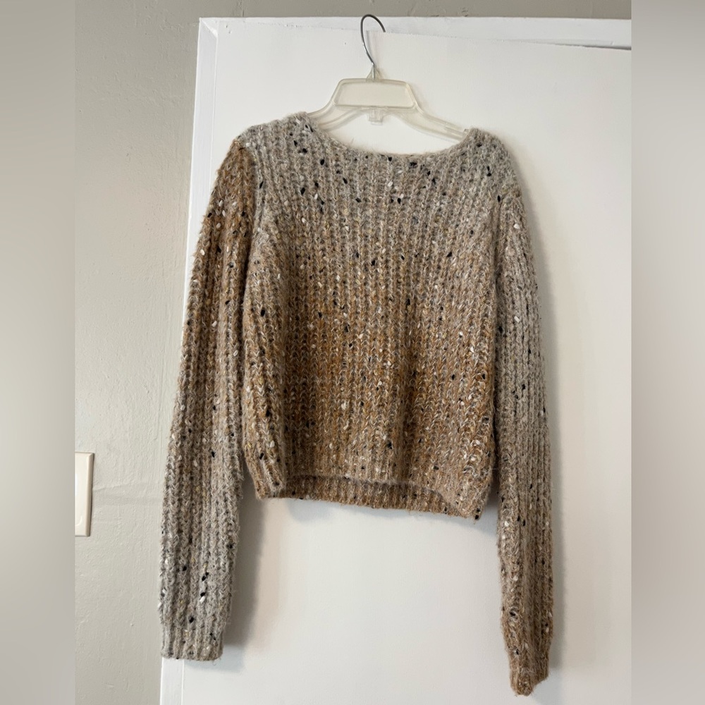 GF Collection metallic gold brown ombré knit crewneck sweater size S